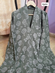 Olive Floral Printed Abaya