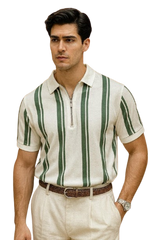 Men’s Striped Polo Zip Shirt