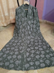 Olive Floral Printed Abaya